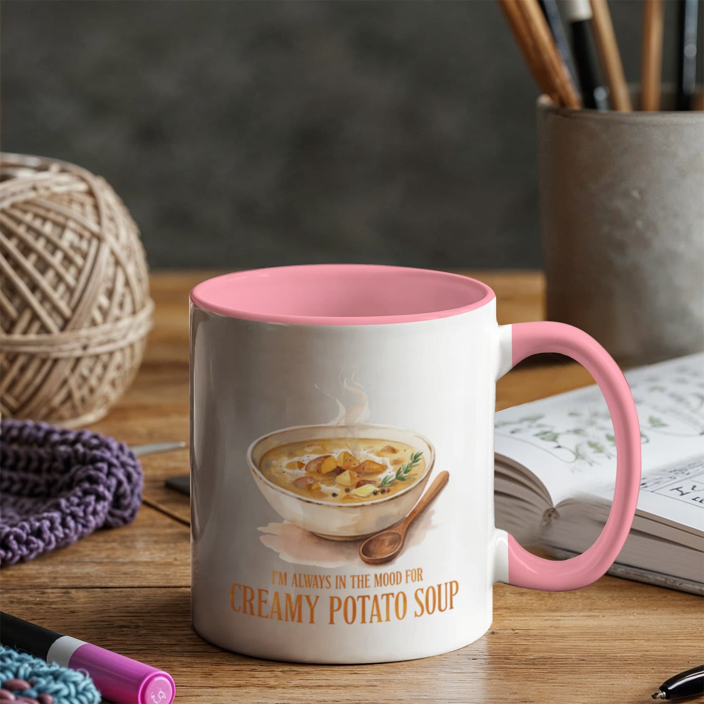 I'm Always in the Mood for Creamy Potato Soup Color Accent Ceramic Mug | Autumn Coffee Mug