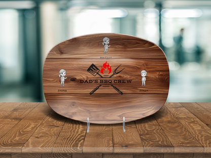 Personalized "Dad's BBQ Crew" Unbreakable Serving Platter – Add Up to 8 Kids' Names