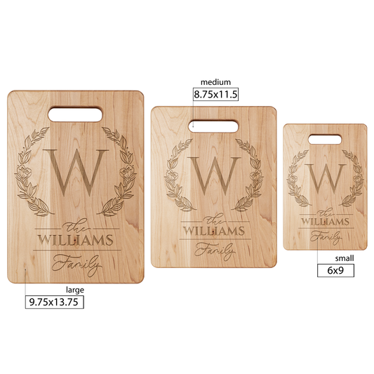 Personalized Family Name & Monogram Cutting Board – Solid Maple | Custom Gift | Made in the USA