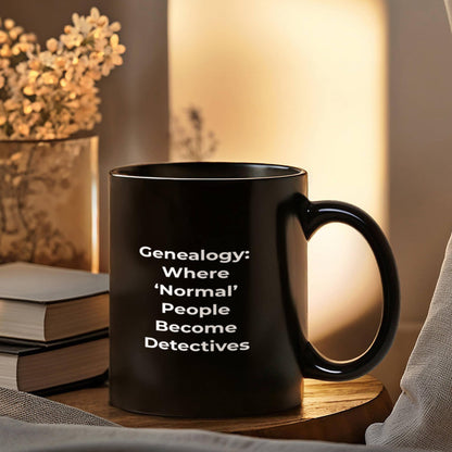 Genealogy: Where ‘Normal’ People Become Detectives - Fun Gift Mug for Family History Enthusiasts