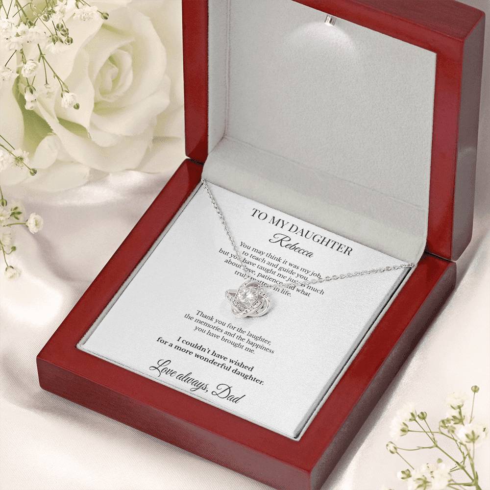 LK26DD05 Personalized To My Daughter Necklace From Dad – Thank You for Being My Daughter Love Knot Gift