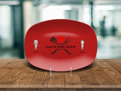 "Dad's BBQ Crew" Personalized Platter – Red Hot & Ready to Serve