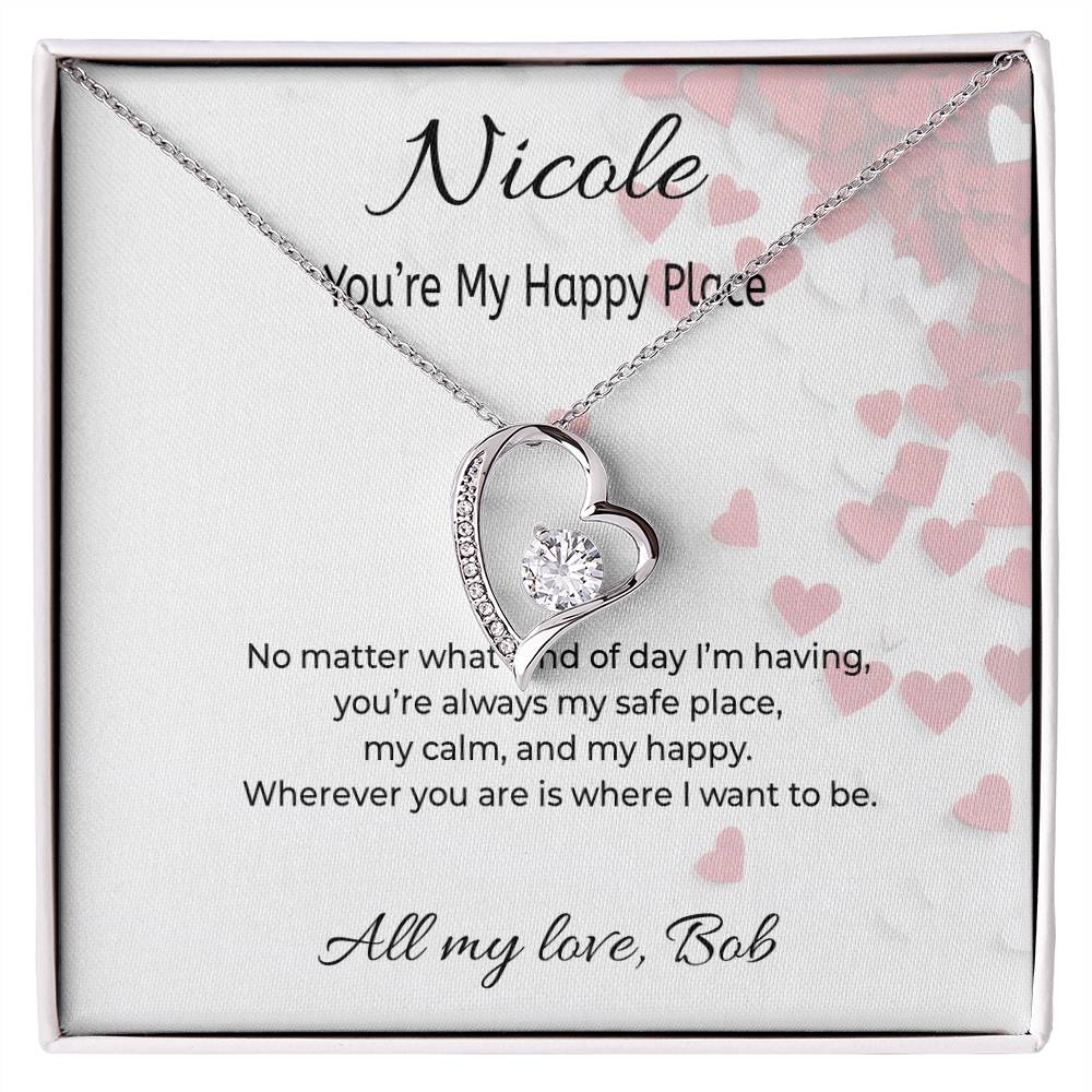 Happy Place Forever Love Necklace – Romantic Heart Jewelry Gift for Her