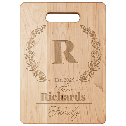 Personalized Maple Cutting Board – Custom Family Name & Monogram | Handcrafted in the USA | Weddings, Anniversaries, Housewarming Gift