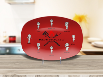 "Dad's BBQ Crew" Personalized Platter – Red Hot & Ready to Serve