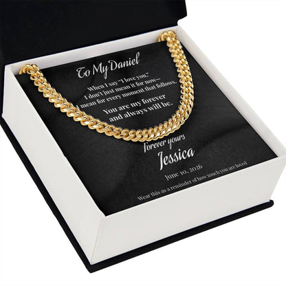 Personalized “To My Love” Cuban Link Chain Necklace – Custom Name & Date Gift for Husband