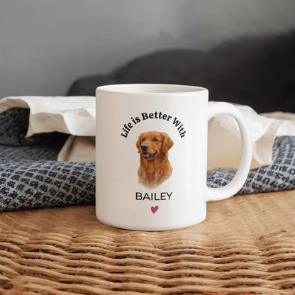 Personalized Painted Pet Portrait Mug – Life Is Better With