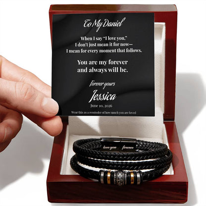 To My Husband “You Are My Forever” Personalized Men’s Bracelet Gift From Wife