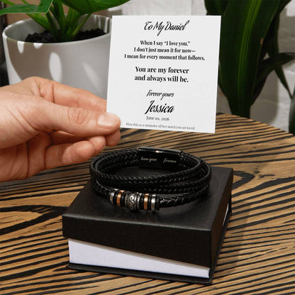 To My Husband “You Are My Forever” Personalized Men’s Bracelet Gift From Wife