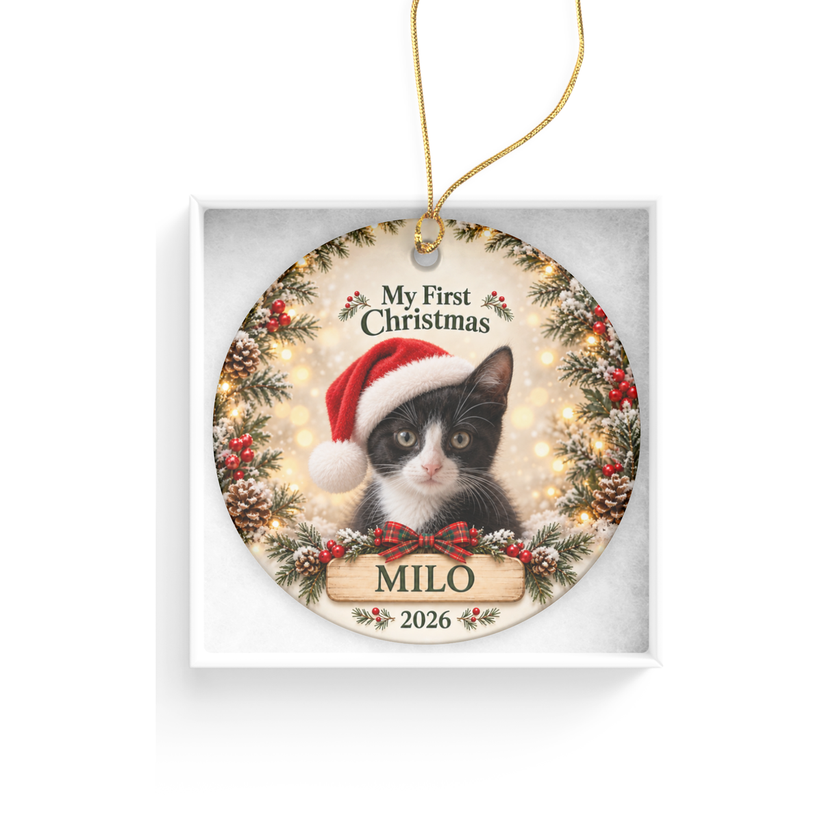 Personalized Kitten’s First Christmas Ornament – Photo, Name & Year