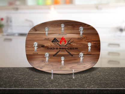 Personalized "Dad's BBQ Crew" Unbreakable Serving Platter – Add Up to 8 Kids' Names