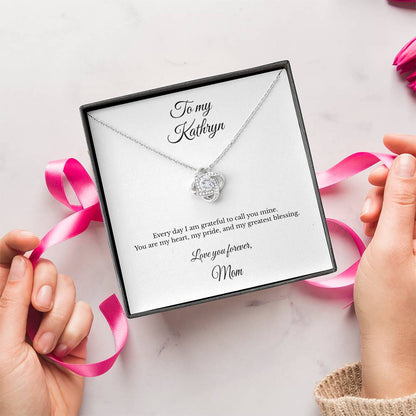 To My Daughter Personalized Love Knot Necklace – My Heart, My Pride, My Greatest Blessing