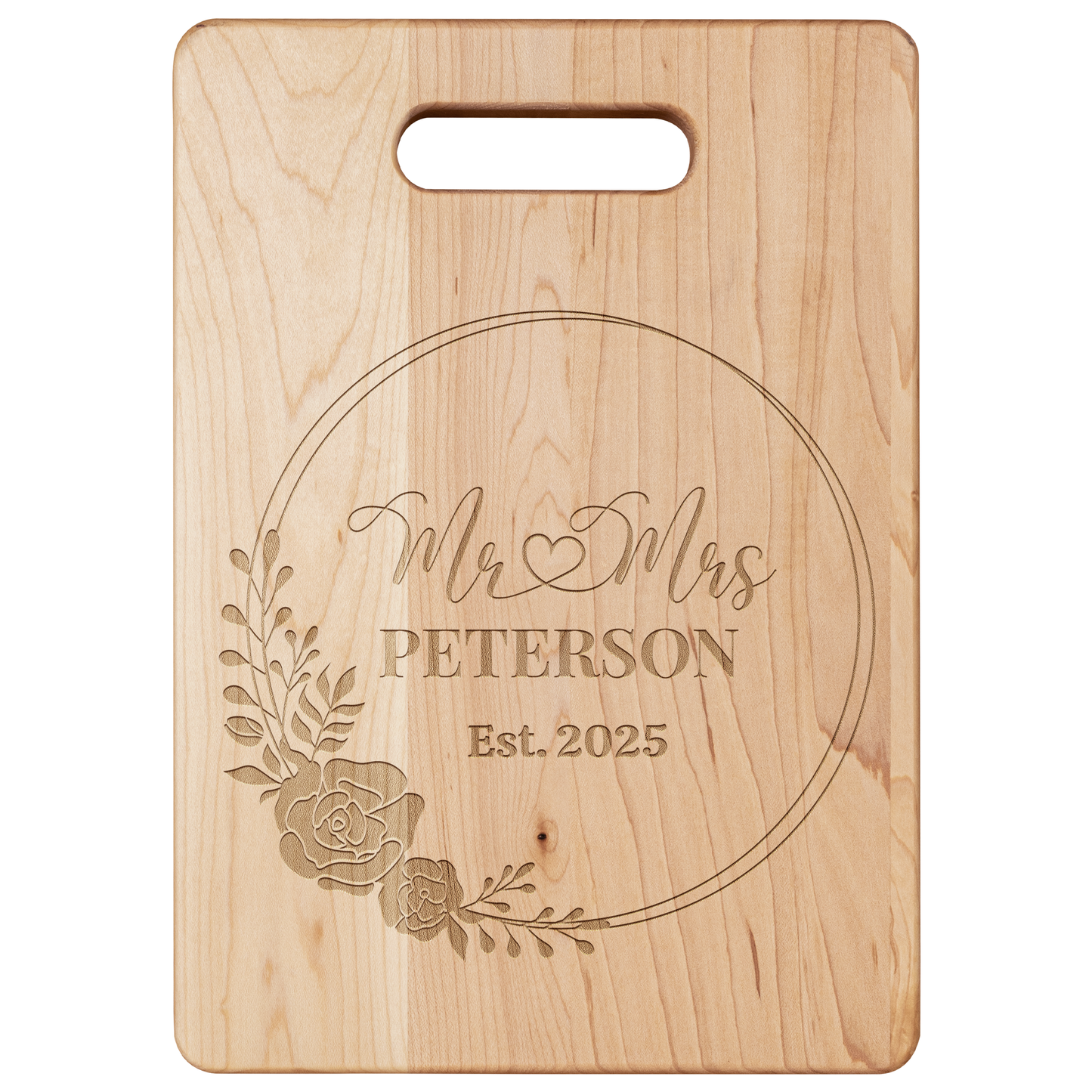 Mr & Mrs Personalized Maple Cutting Board – Custom Name & Wedding Year | Handcrafted Wedding Gift | Made in USA