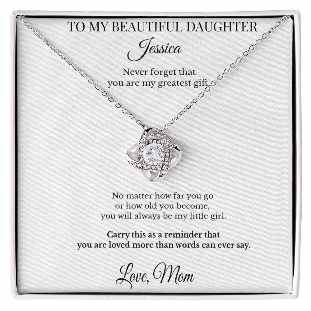 To My Beautiful Daughter Personalized Necklace Gift – Custom Name & Signature Message Card