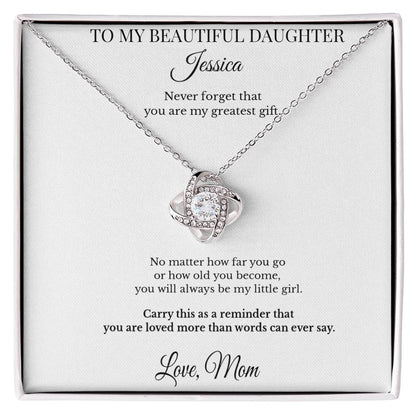 To My Beautiful Daughter Personalized Necklace Gift – Custom Name & Signature Message Card