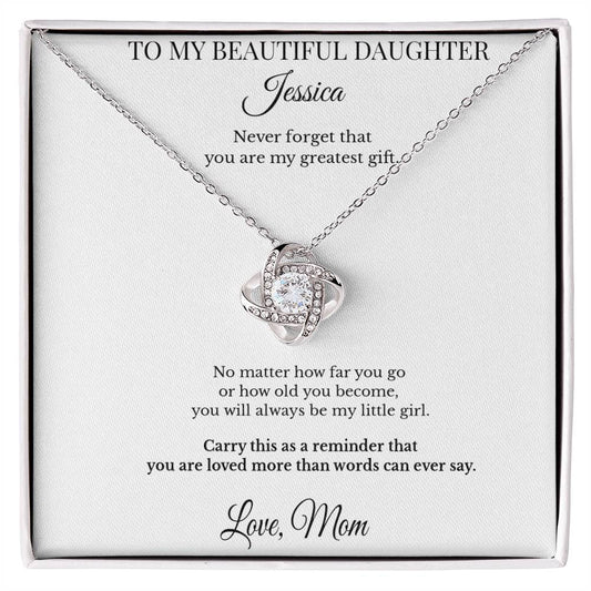 To My Beautiful Daughter Personalized Necklace Gift – Custom Name & Signature Message Card