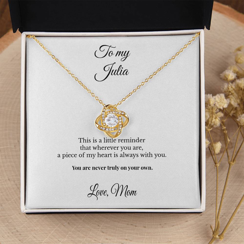 To My Daughter Personalized Love Knot Necklace – A Piece of My Heart Is Always With You