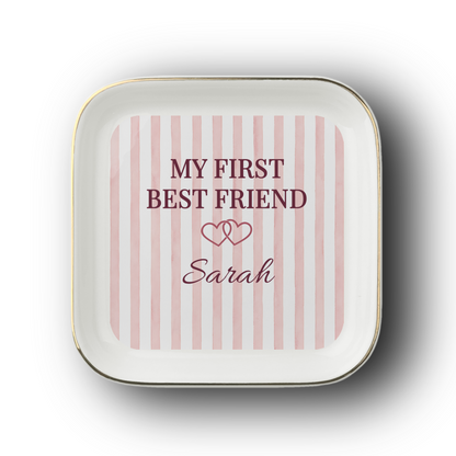 JD-001 Personalized Sister Jewelry Dish, My First Best Friend Gift for Sister, Custom Name Trinket Dish, Sister Birthday Gift