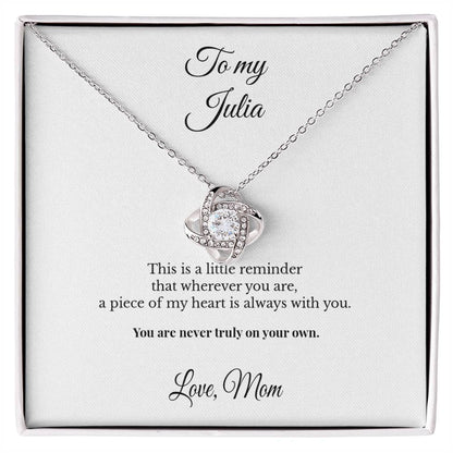To My Daughter Personalized Love Knot Necklace – A Piece of My Heart Is Always With You