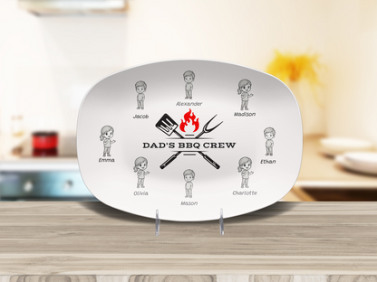 Personalized "Dad's BBQ Crew" Serving Platter – Classic White