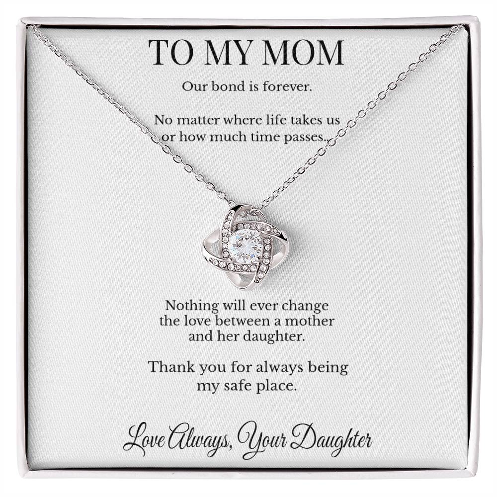 To My Mom – Our Bond Is Forever Personalized Love Knot Necklace | Made in USA Gift from Daughter