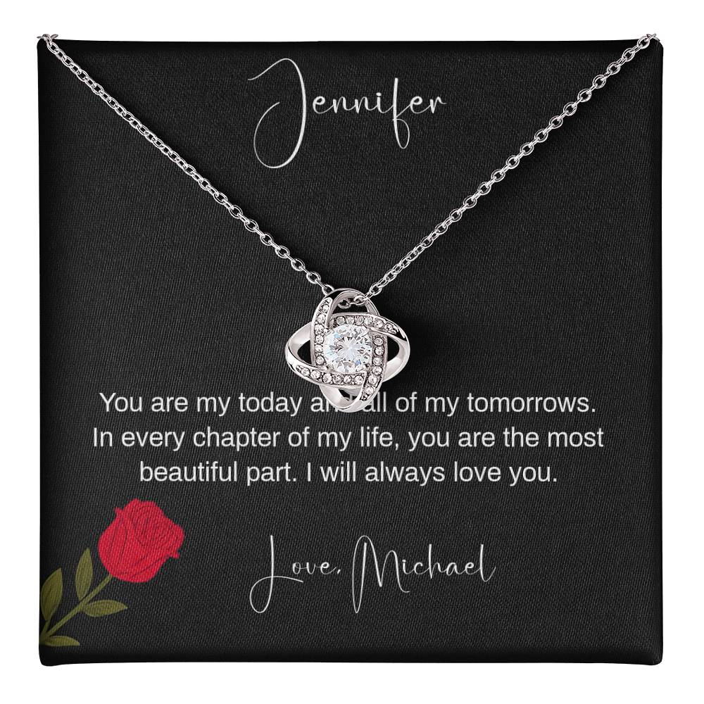 LoveTo My Wife – Personalized Love Knot Necklace with Luxury LED Box | Forever My Today & Tomorrows