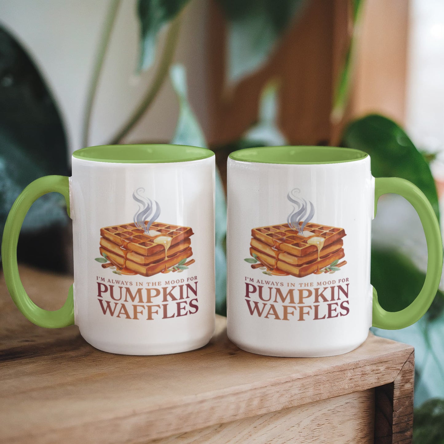 I'm Always in the Mood for Pumpkin Waffles Color Accent Ceramic Mug | Autumn Coffee Mug