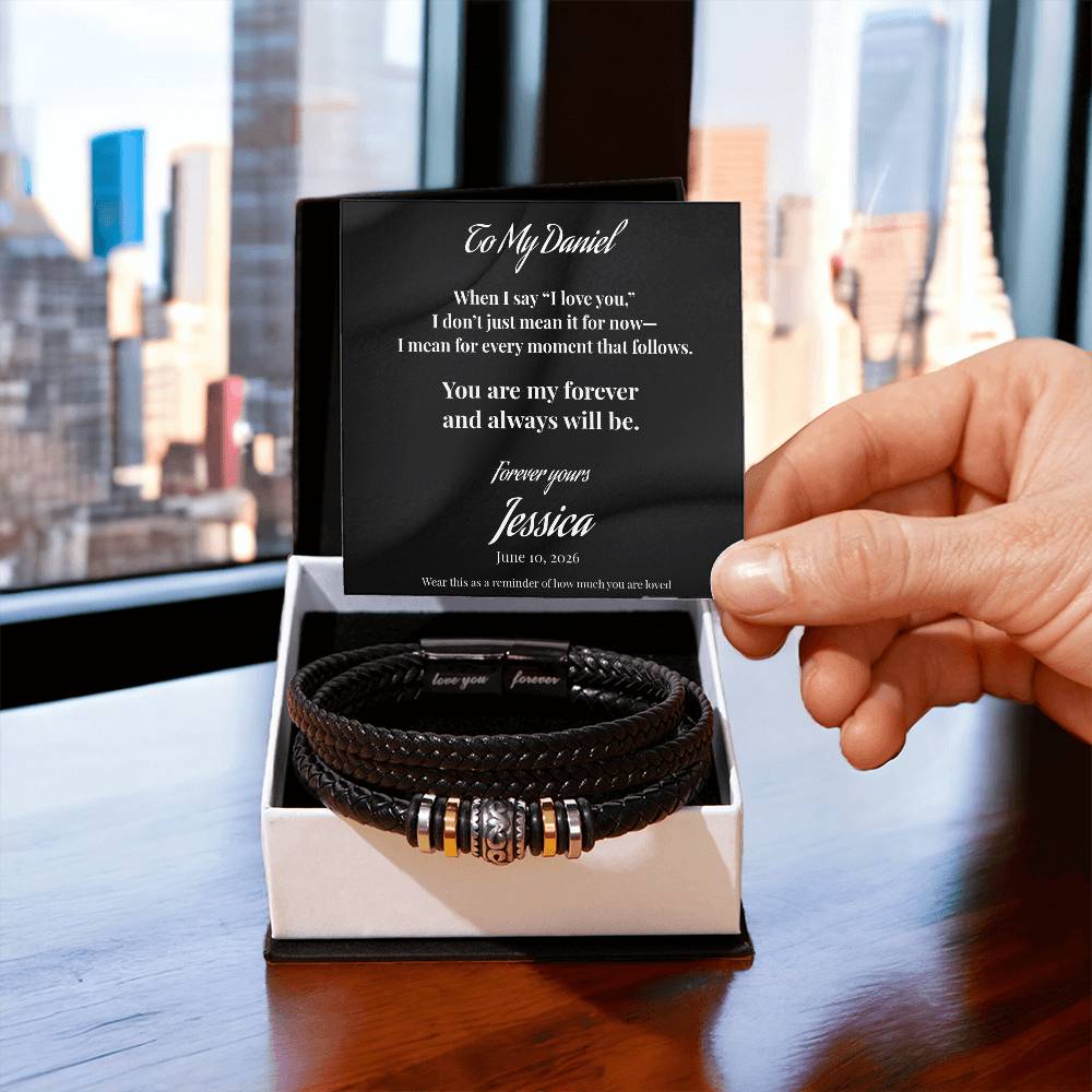 To My Husband “You Are My Forever” Personalized Men’s Bracelet Gift From Wife