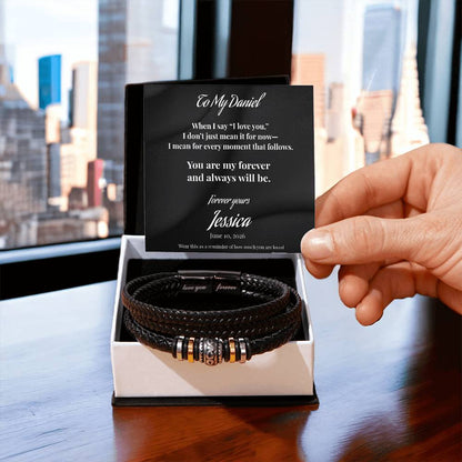 To My Husband “You Are My Forever” Personalized Men’s Bracelet Gift From Wife
