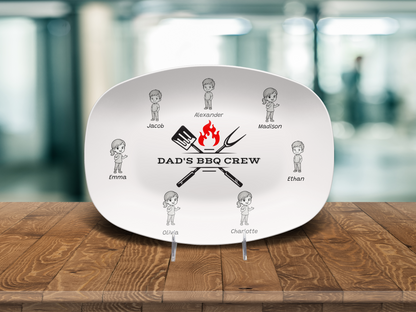 Personalized "Dad's BBQ Crew" Serving Platter – Classic White