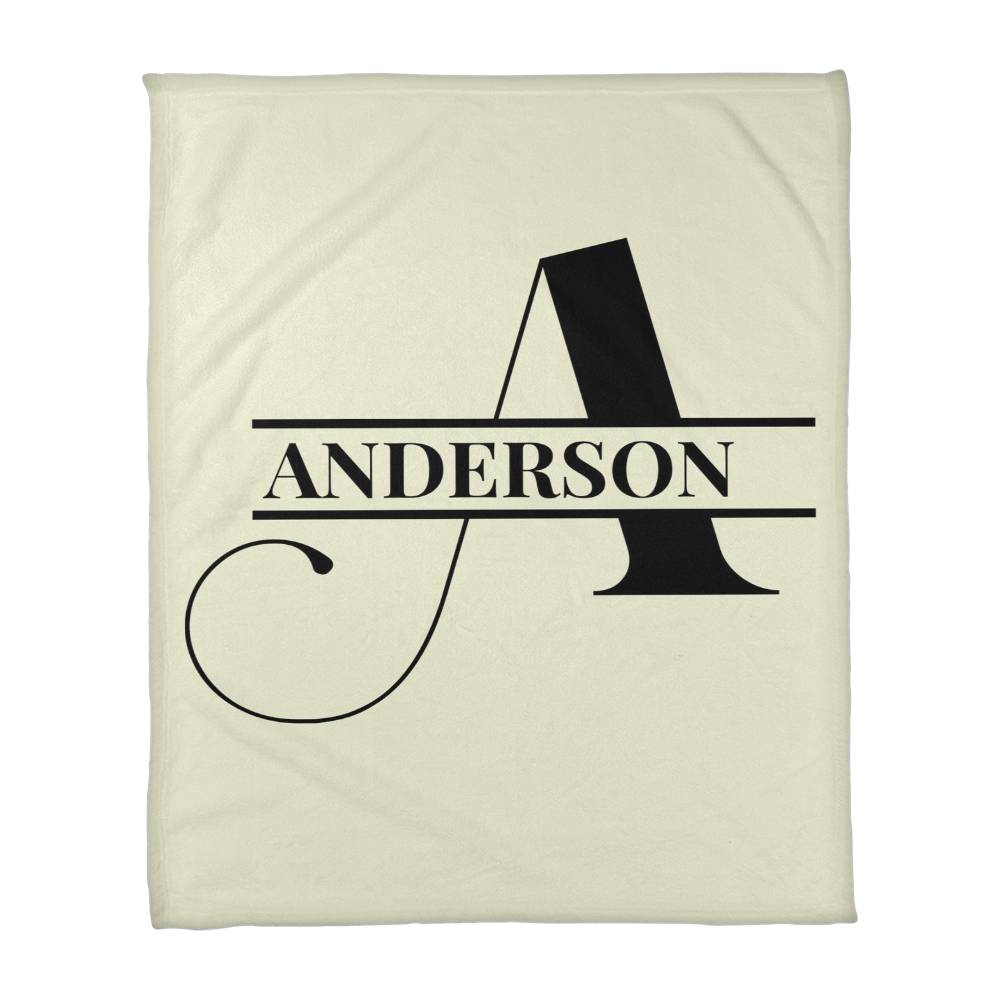 Personalized Couples Fleece Blanket – Custom Surname & Initial Motif – Cozy Coral Fleece Throw Gift for Weddings & Anniversaries