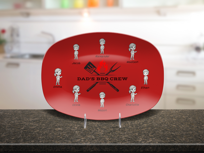 "Dad's BBQ Crew" Personalized Platter – Red Hot & Ready to Serve