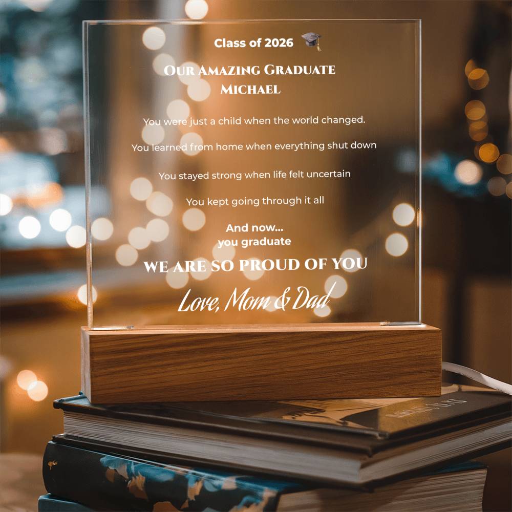 Personalized Graduation Acrylic Plaque – Class of 2026 LED Keepsake Gift