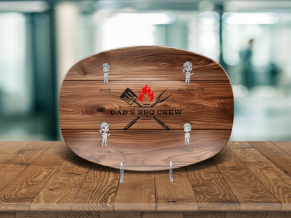Personalized "Dad's BBQ Crew" Unbreakable Serving Platter – Add Up to 8 Kids' Names