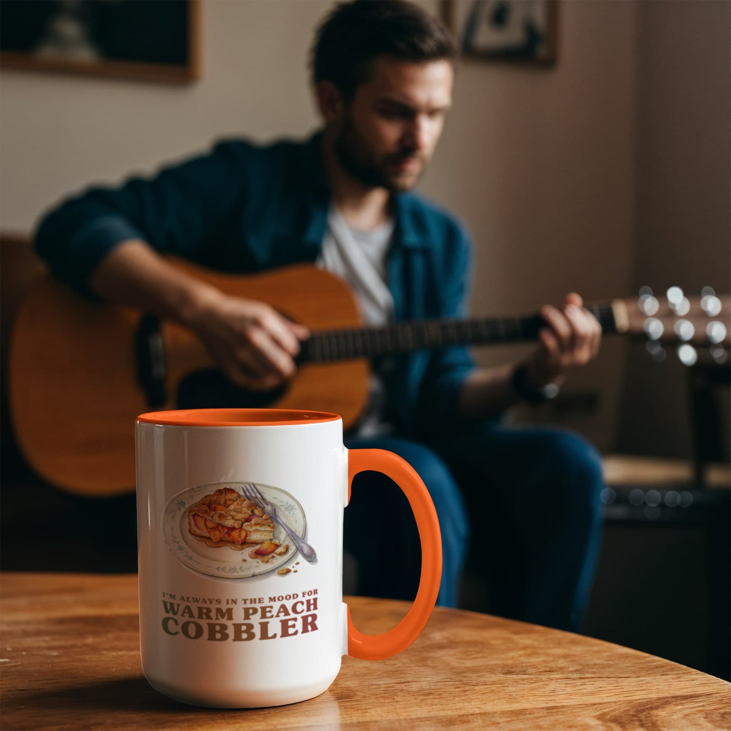 I'm Always in the Mood for Warm Peach Cobbler Color Accent Ceramic Mug | Autumn Coffee Mug