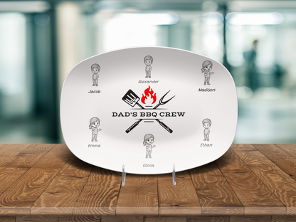 Personalized "Dad's BBQ Crew" Serving Platter – Classic White
