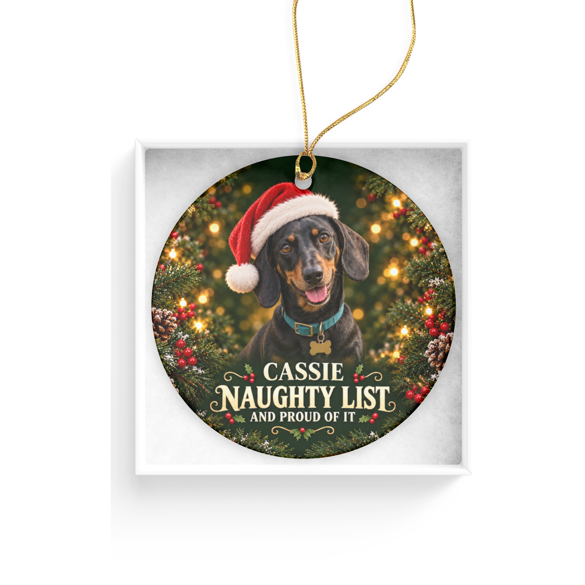 Personalized Naughty List Dog Christmas Ornament – And Proud of It