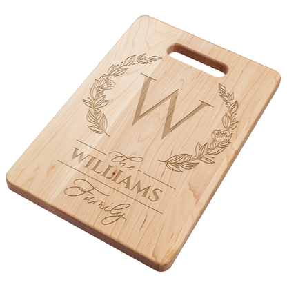Personalized Family Name & Monogram Cutting Board – Solid Maple | Custom Gift | Made in the USA