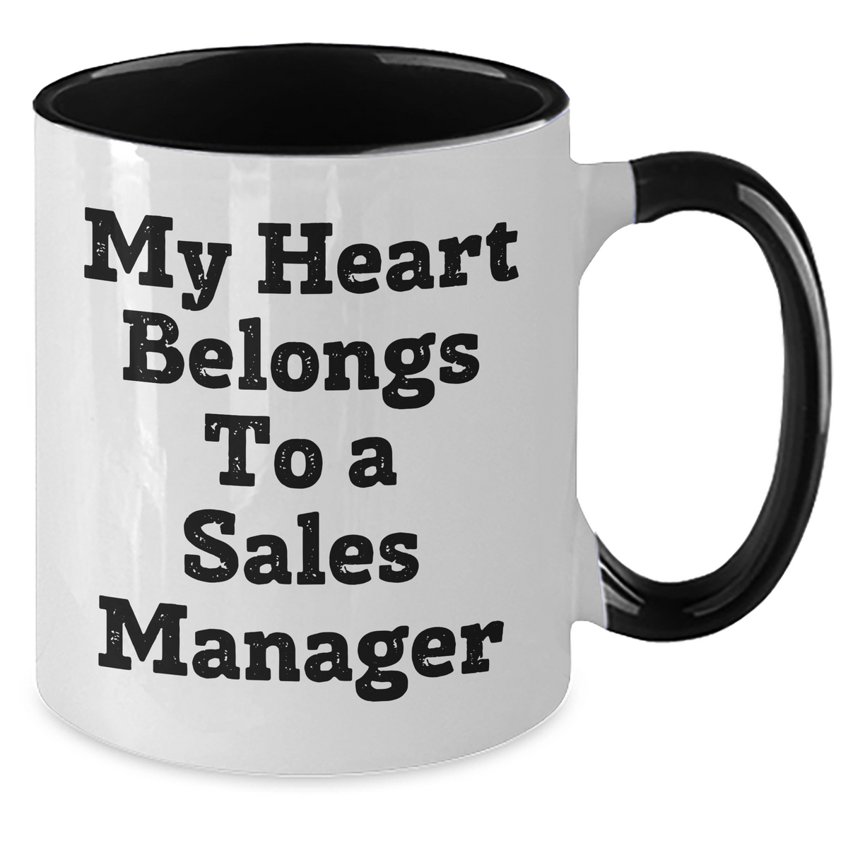 Funny Sales Manager Gifts - My Heart Belongs To A Sales Manager Two Tone Coffee Mug, Gift from Family, Friends, or Coworkers, Perfect for Sales Managers on Father's Day, Unique Gifts for Him - Additional