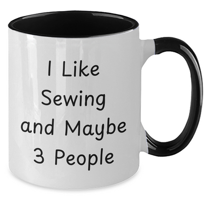 Sewing Enthusiast's Delight, Funny Quote, Unique Gifts for Sewing Lovers on Father's Day - Two Tone Coffee Mug by Gifts from Family - Additional
