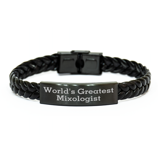 Funny World's Greatest Mixologist Mixologist Gifts for Mother's Day Interlaced Leather Bracelet from Men to Family - Image 1