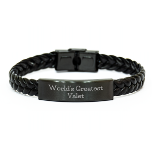 Funny Valet Gifts for Men from World's Greatest Valet, Interlaced Leather Jewelry for Mother's Day - Image 1