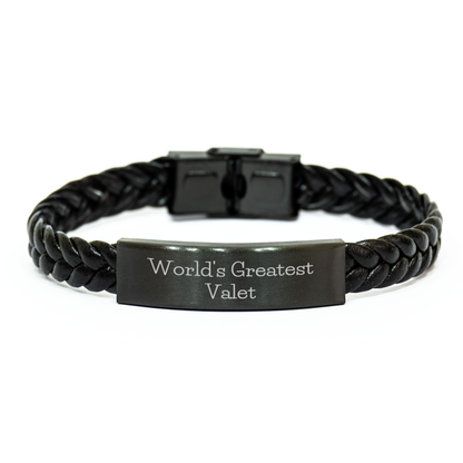 Funny Valet Gifts for Men from World's Greatest Valet, Interlaced Leather Jewelry for Mother's Day - Image 1