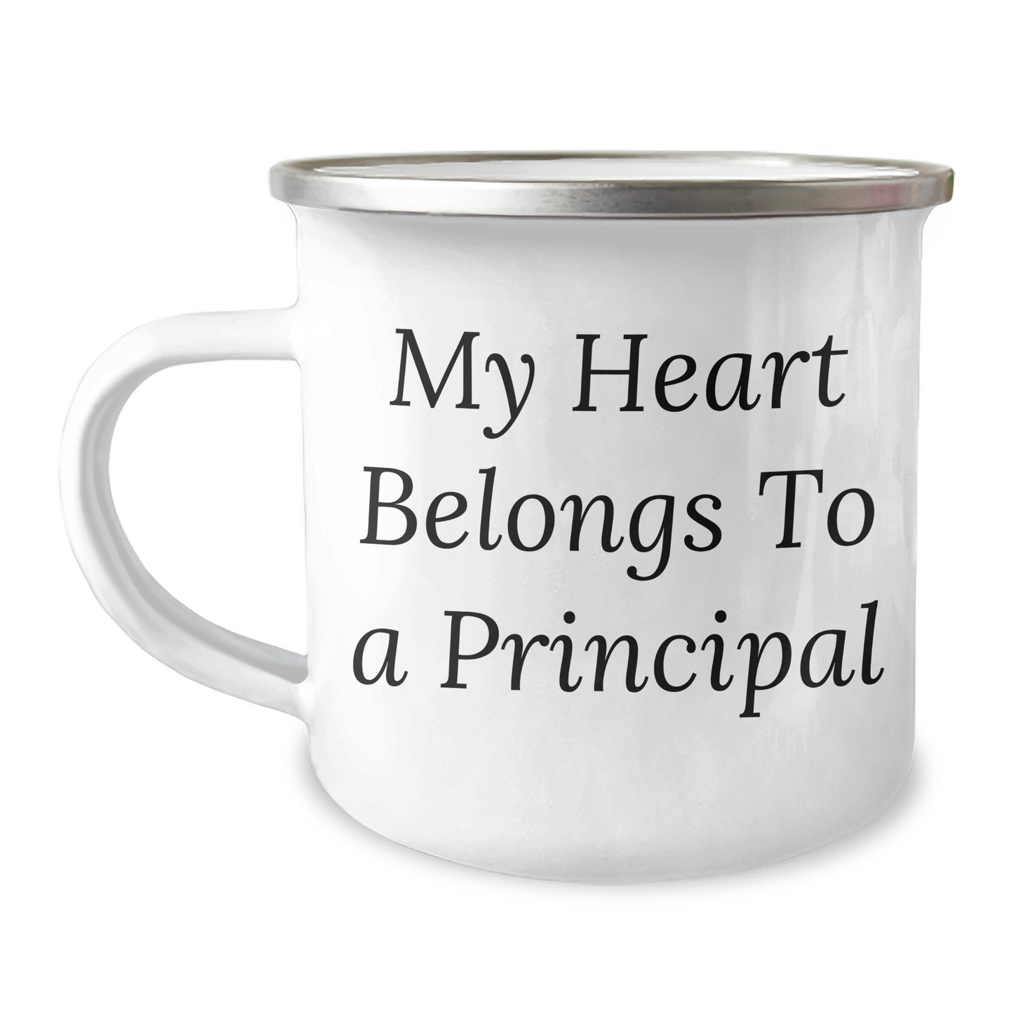 Funny Principal Quotes Gifts from Men to Principal - My Heart Belongs To A Principal Camping Mug for Father's Day Unique Gifts - Image 1