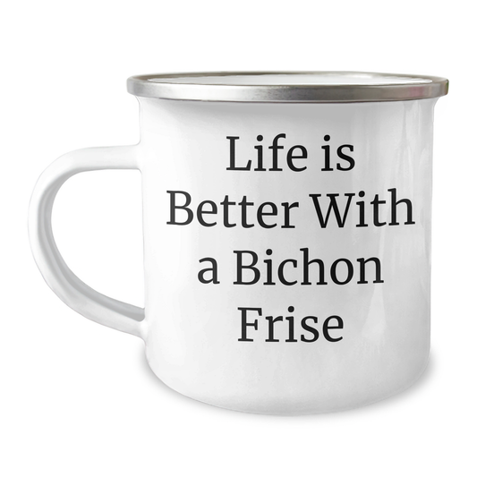 Cute Life Is Better With A Bichon Frise Camping Mug | Inspirational Gifts for Dog Lovers on Father's Day - Image 1