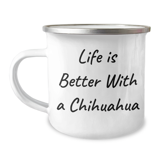 Chihuahua Dog Lovers Rejoice Funny Camping Mug Gifts from Friends and Family for Chihuahua Dog Owners on Father's Day - Image 1