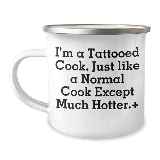 Funny Cook Gifts for Men from Women - 'I'm A Tattooed Cook' Stainless Steel Camping Mug for Graduation - Image 1