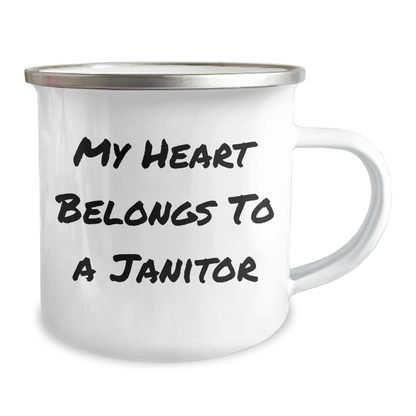 Funny Janitor Gifts, My Heart Belongs To A Janitor, Camping Mug for Father's Day, Gifts from Men, Unique Janitor Appreciation - Image 2