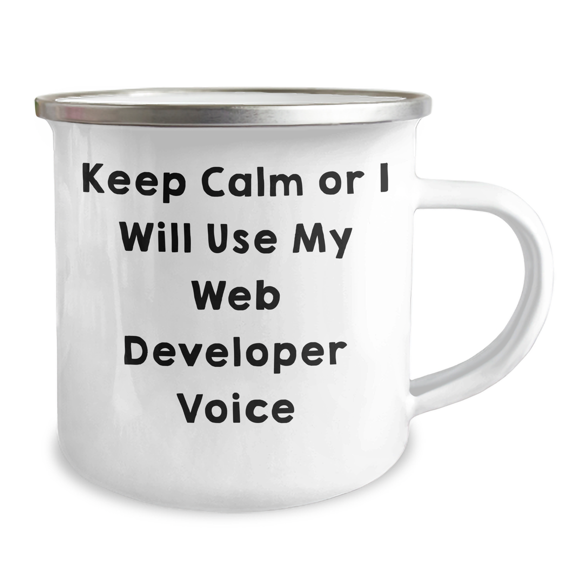 Funny Web Developer Gifts for Men - 'Keep Calm Or I Will Use My Web Developer Voice' Camping Mug for Father's Day - Image 2