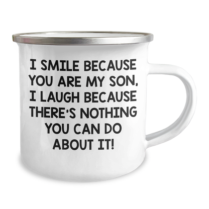 Funny Son Camping Mug, I Smile Because You Are My Son, Unique Gift from Family to Son, Father's Day Unique Gifts for Men - Image 2